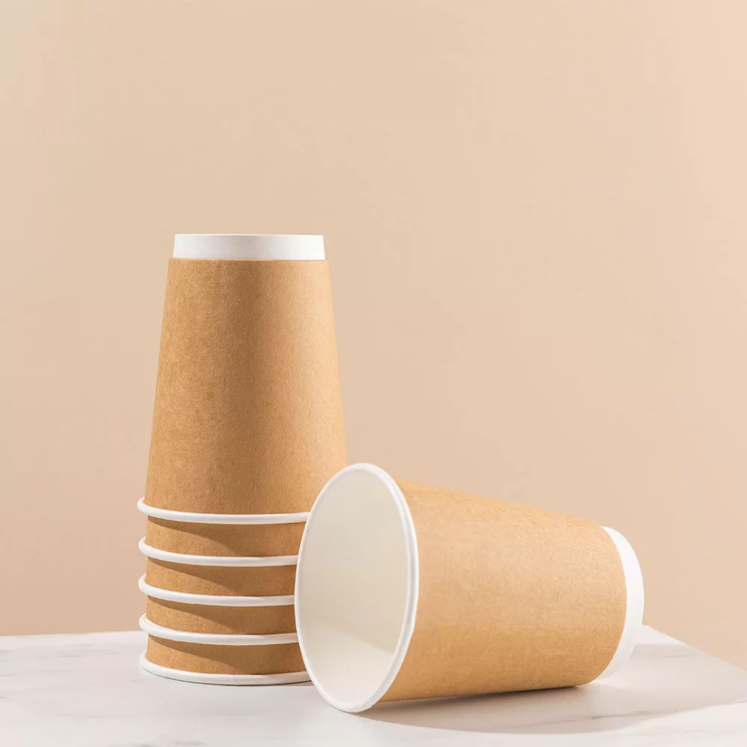Kraft Double Wall Paper Cup With Single Color Branding