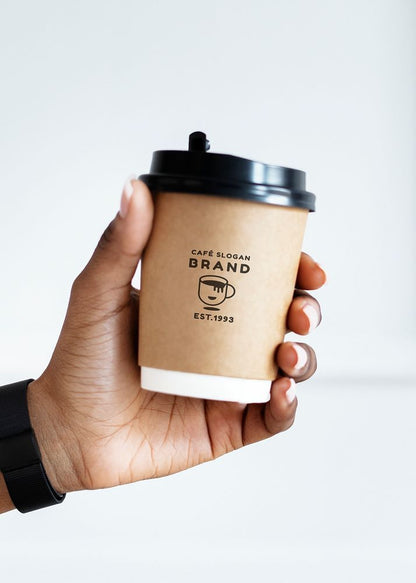 Kraft Double Wall Paper Cup With Single Color Branding