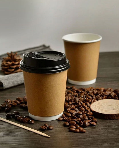 Kraft Double Wall Paper Cup With Single Color Branding