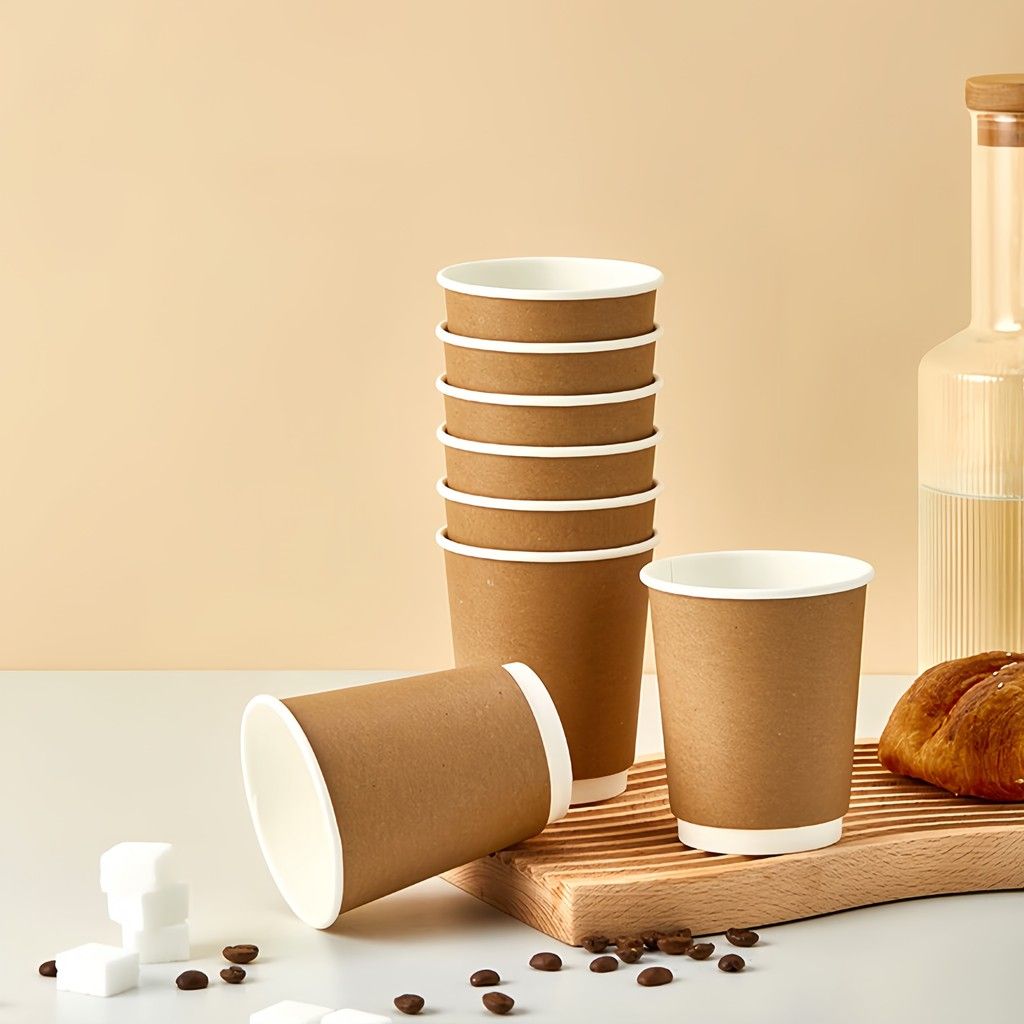 Kraft Double Wall Paper Cup With Single Color Branding