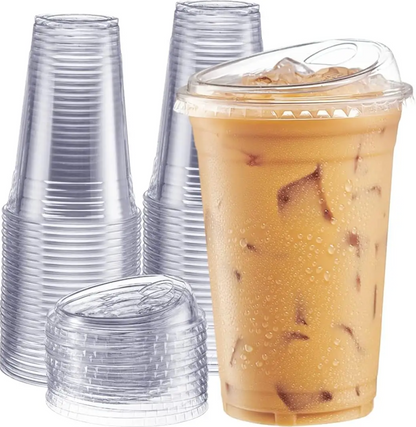 Imported Clear PET Sipper Plastic Drinking Cups With Strawless Sip Lids