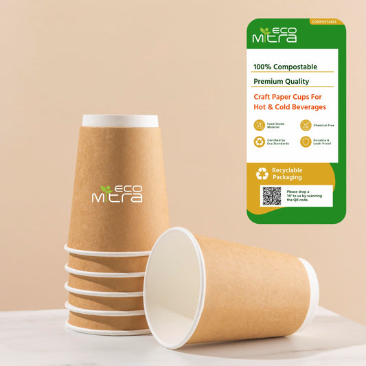 Kraft Double Wall Paper Cup With Single Color Branding
